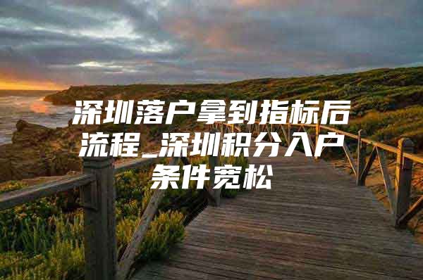深圳落户拿到指标后流程_深圳积分入户条件宽松