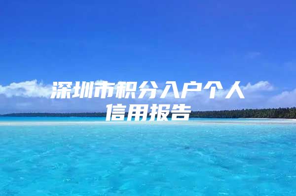 深圳市积分入户个人信用报告