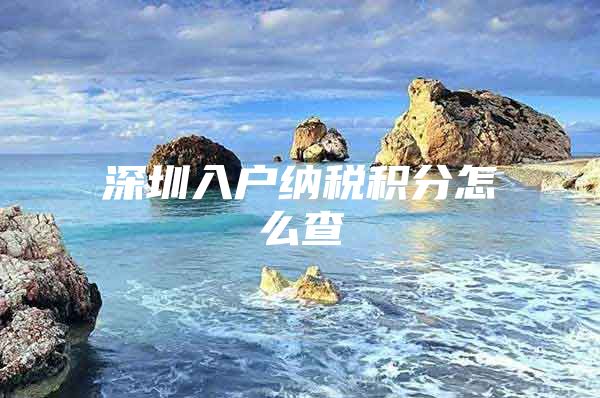 深圳入户纳税积分怎么查