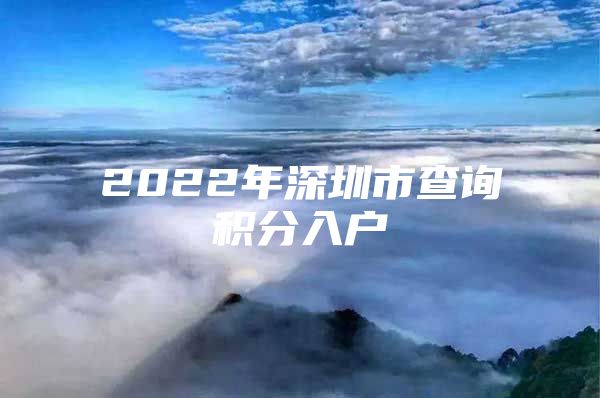 2022年深圳市查询积分入户