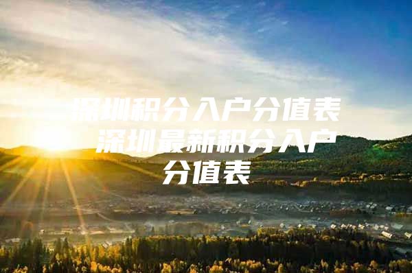 深圳积分入户分值表 深圳最新积分入户分值表