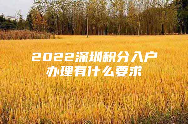 2022深圳积分入户办理有什么要求