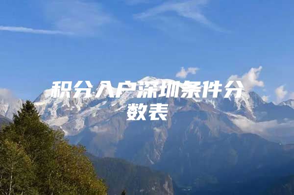 积分入户深圳条件分数表