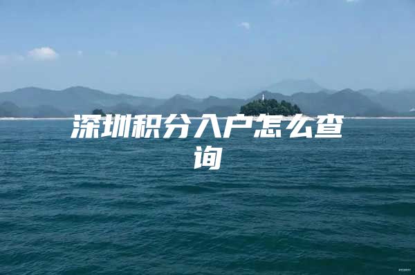 深圳积分入户怎么查询