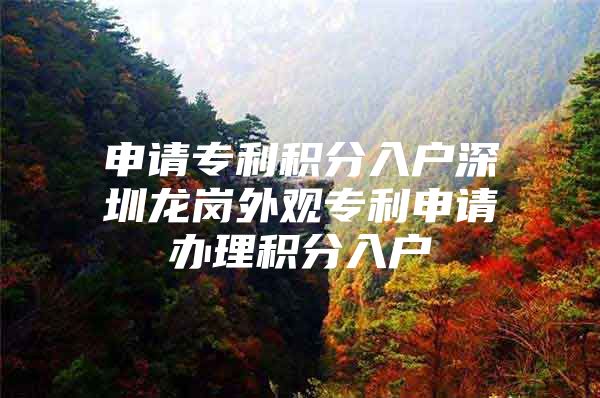 申请专利积分入户深圳龙岗外观专利申请办理积分入户