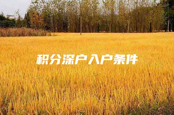 积分深户入户条件
