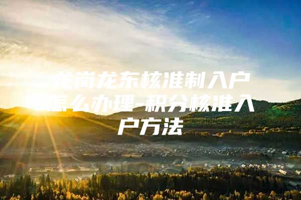 龙岗龙东核准制入户怎么办理-积分核准入户方法