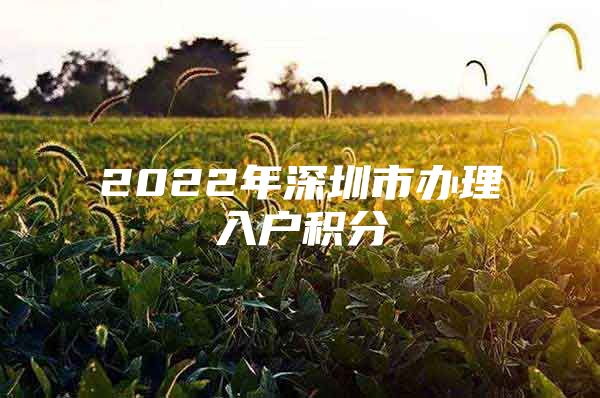 2022年深圳市办理入户积分