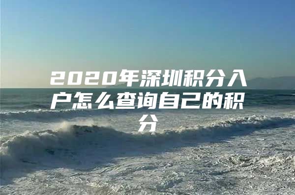 2020年深圳积分入户怎么查询自己的积分